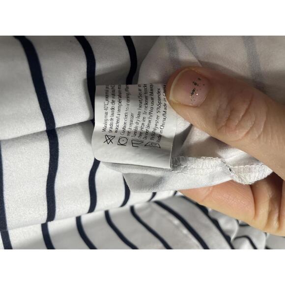 Ecouaer Blouse Top Womens 2XL Black White Striped Long Sleeve Casual EUC Flowy - Picture 5 of 6